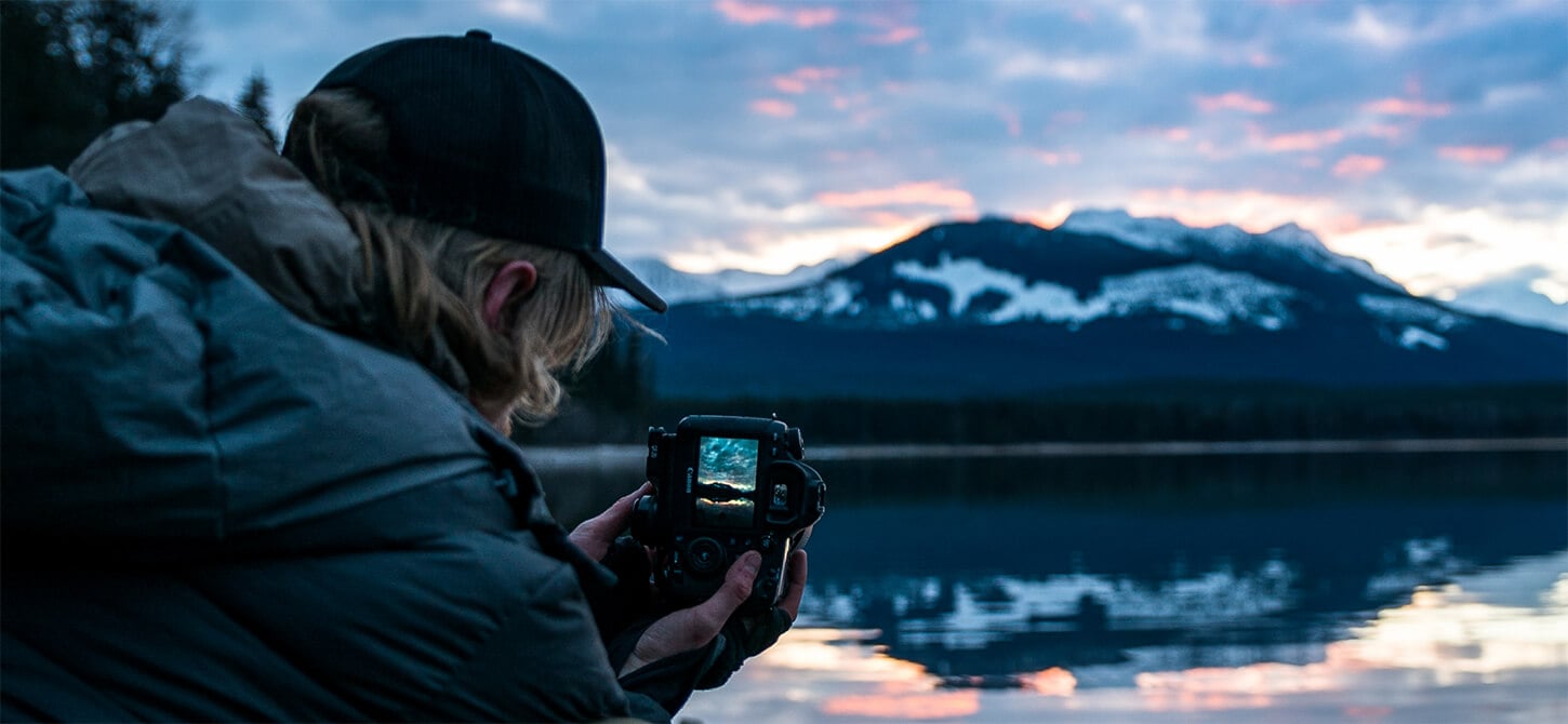 Steven Drake photographing lake